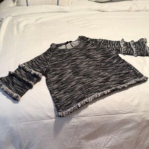 Chic Black and Gray Women's fringe top